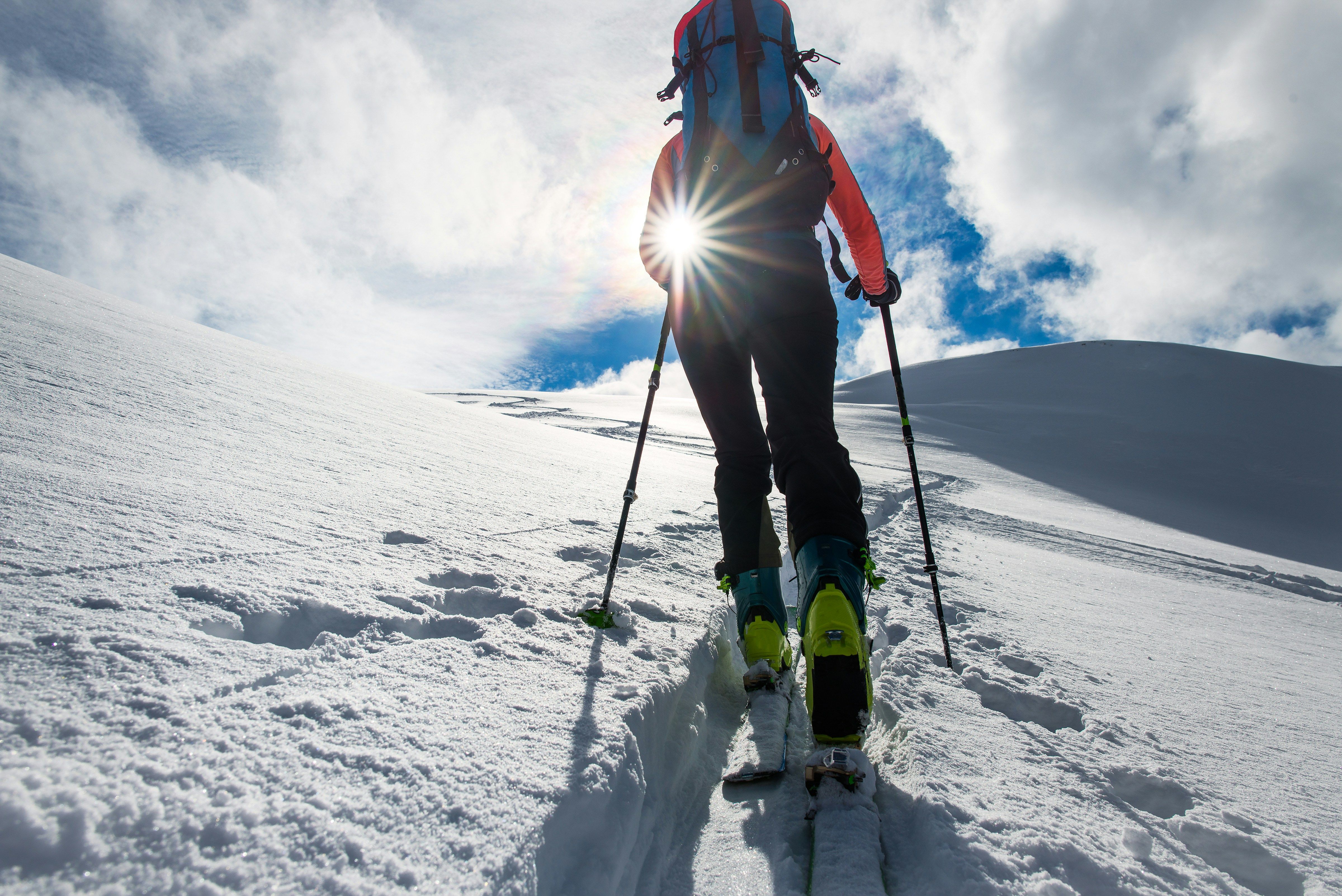 Cross-country skier on a groomed track