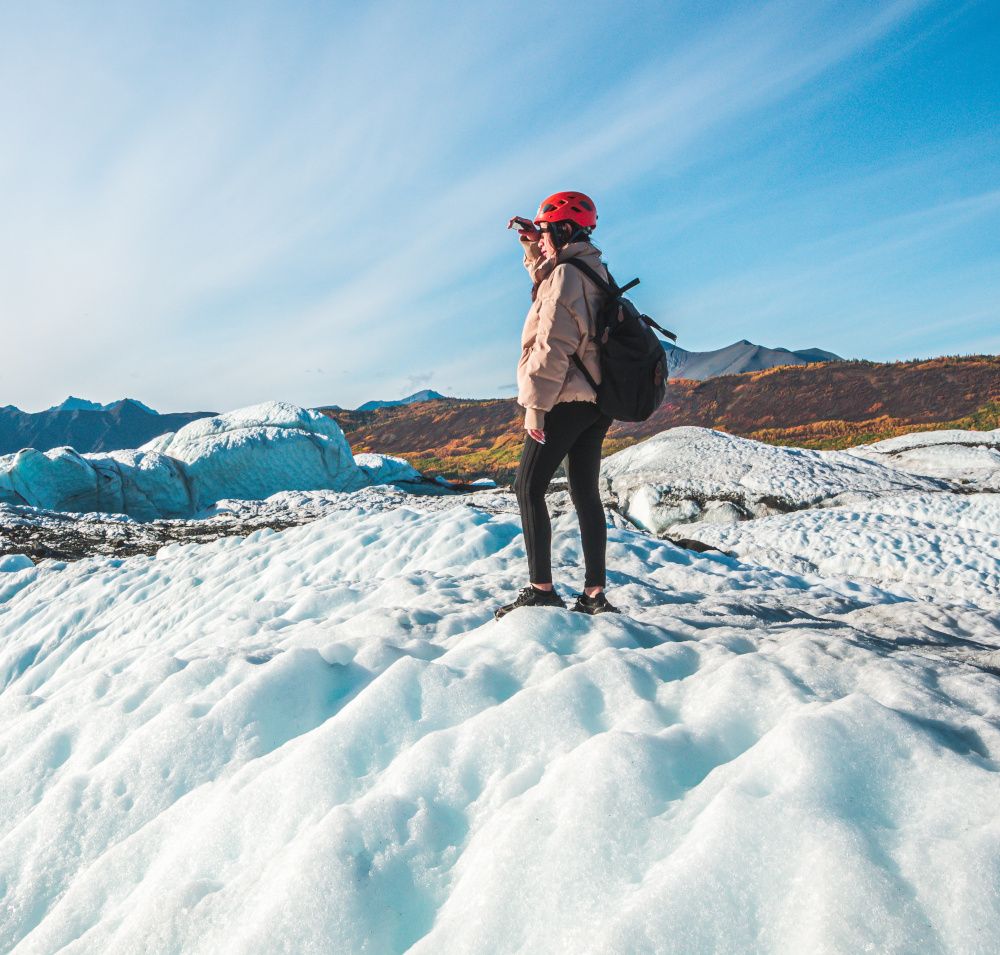 Guide Courtney Henry on a glacier